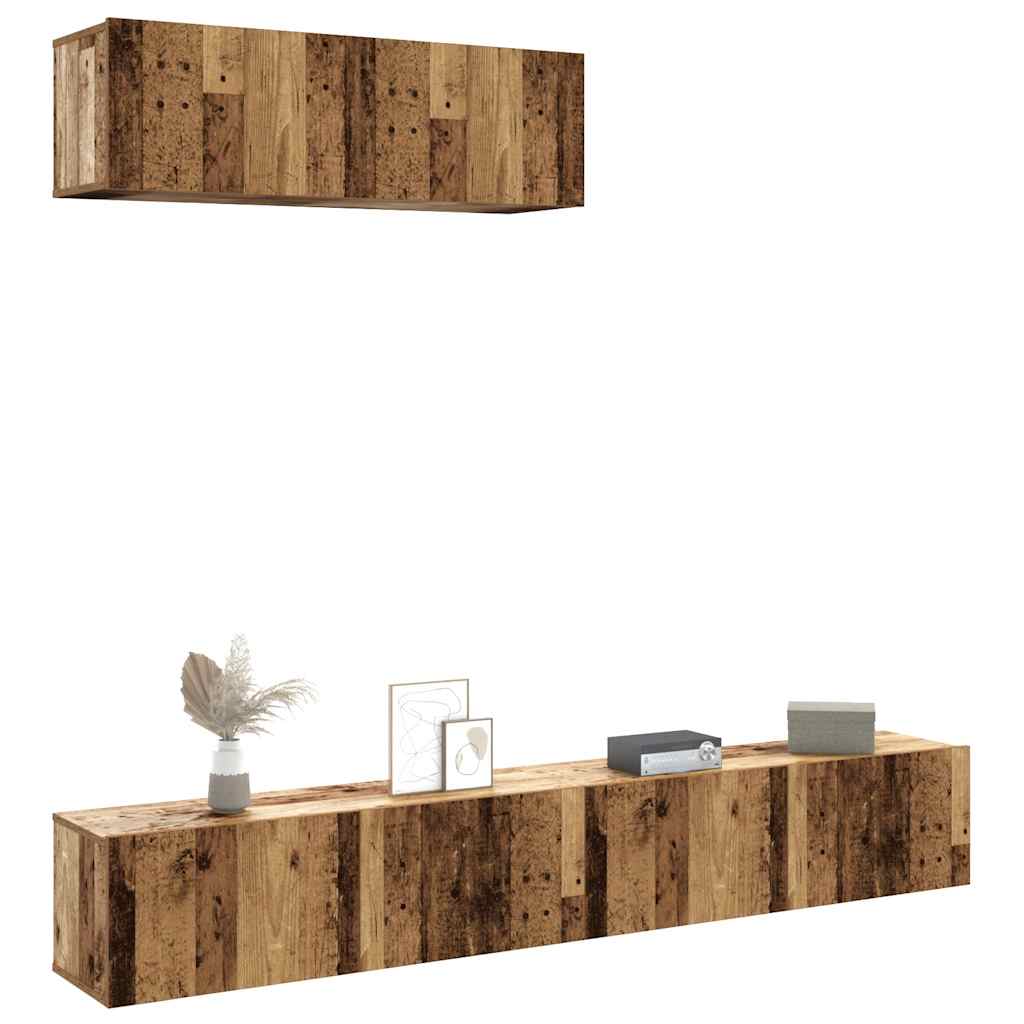 Wall Mounted TV Cabinets 3 pcs Old Wood 100x30x30 cm Engineered Wood - The Home Maker