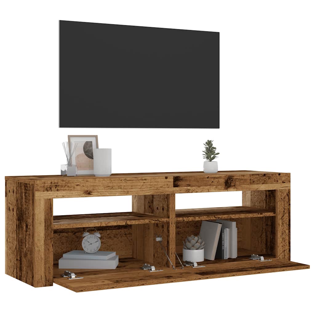 Bedside Cabinets 2 pcs with LEDs Old Wood 60x35x40 cm - Casper Homes
