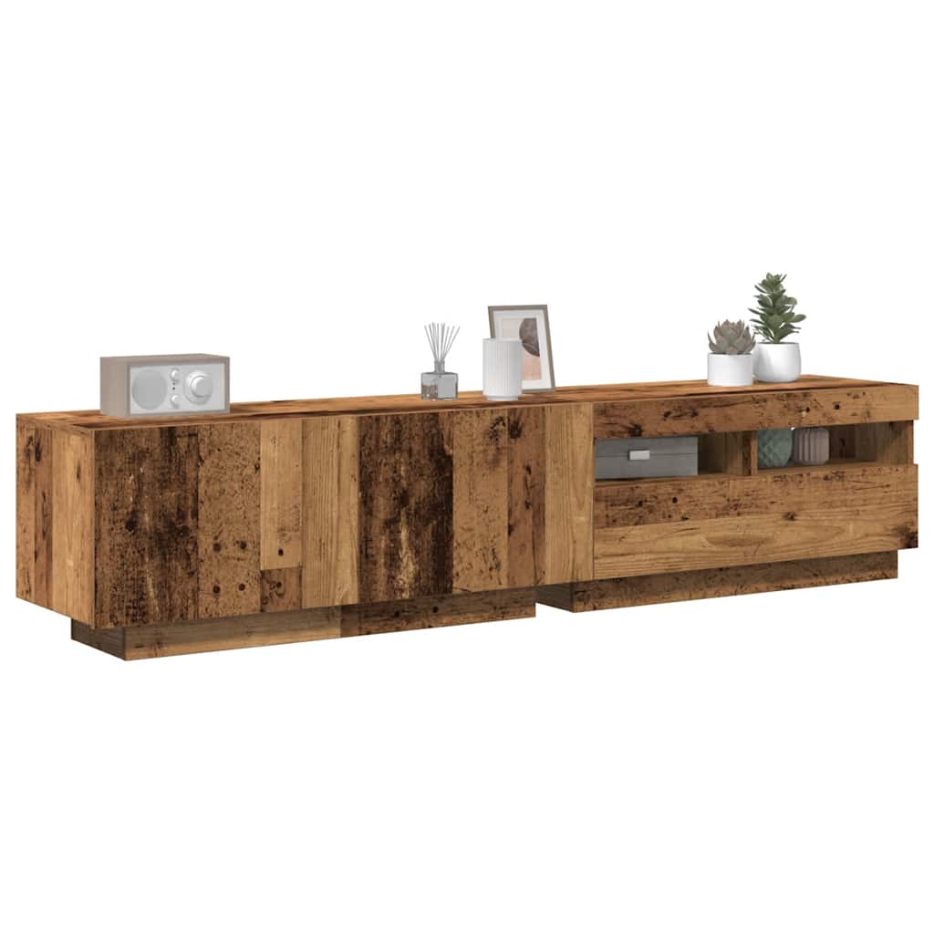 TV Cabinet with LED Lights Artisan Oak 180x35x40 cm Engineered Wood - Merlin Deals