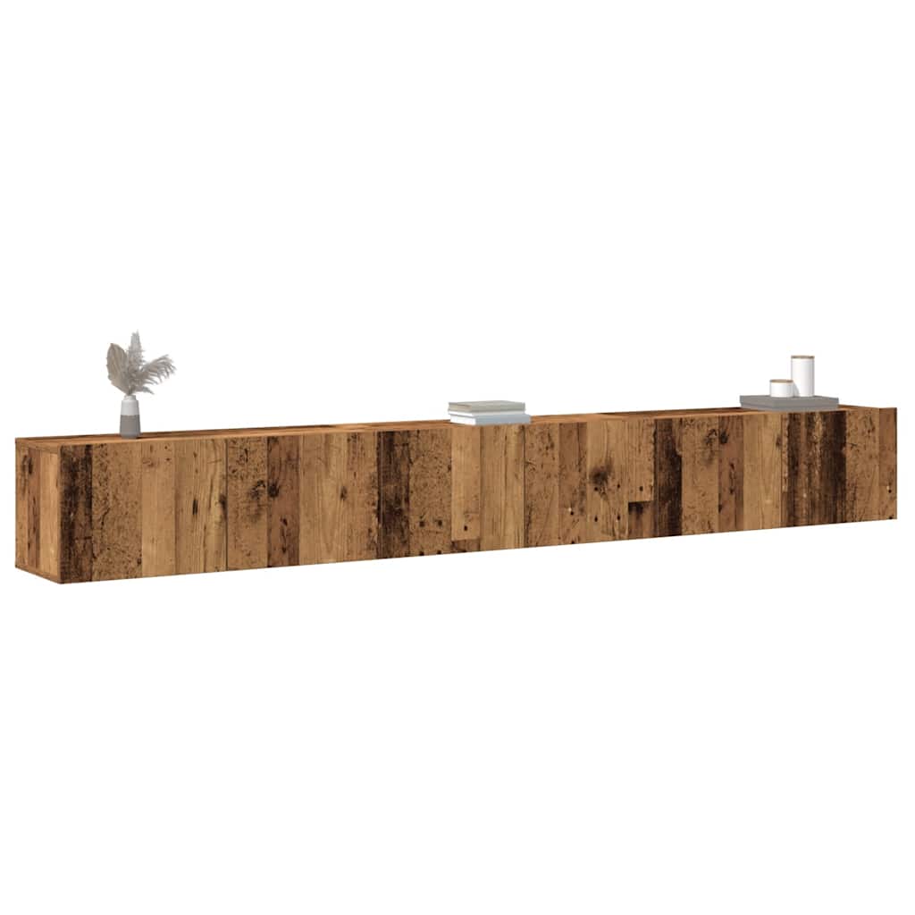 3 Piece TV Cabinet Set Wall-mounted Old Wood Engineered Wood - Decor Base