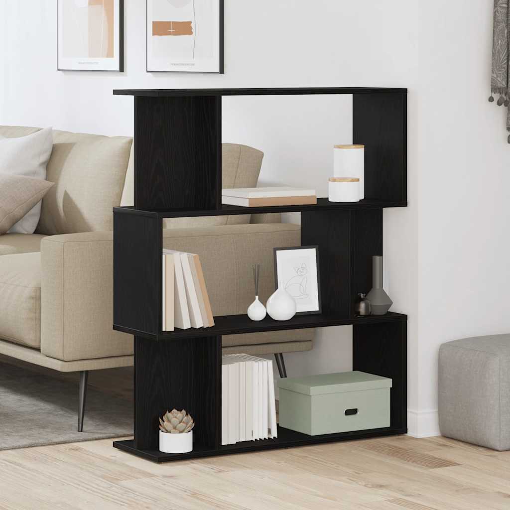 Bookcase Black Oak 80x24x96 cm Engineered Wood - Merlin Deals