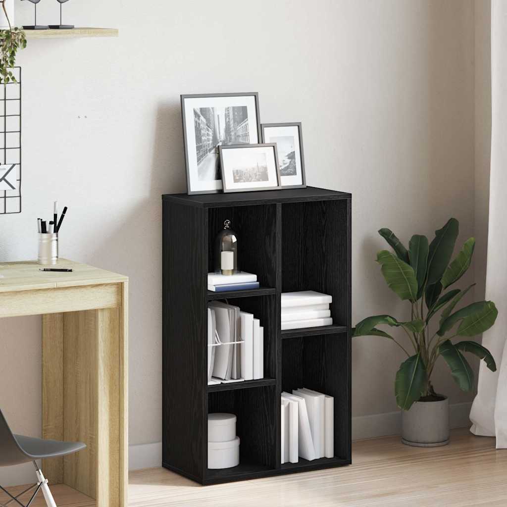 Bookcase Black Oak 50x25x80 cm Engineered Wood - Merlin Deals