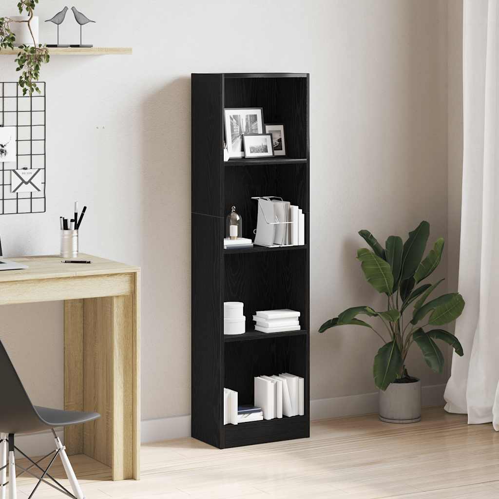 Bookcase Black Oak 40x24x143 cm Engineered Wood - Millennium Furniture