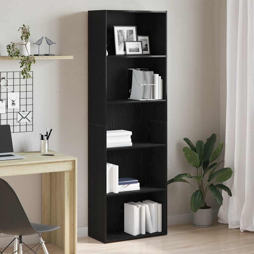 Bookcase Black Oak 60x30x189 cm Engineered Wood - R and M Furniture