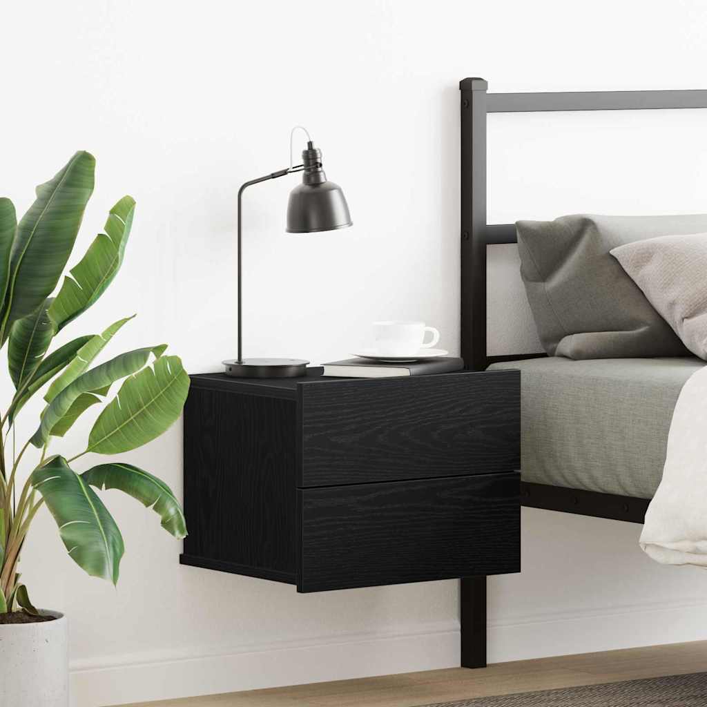 Bedside Cabinet in Black Oak - 40 x 30 x 30 cm - Made from Engineered Wood - Merlin Deals