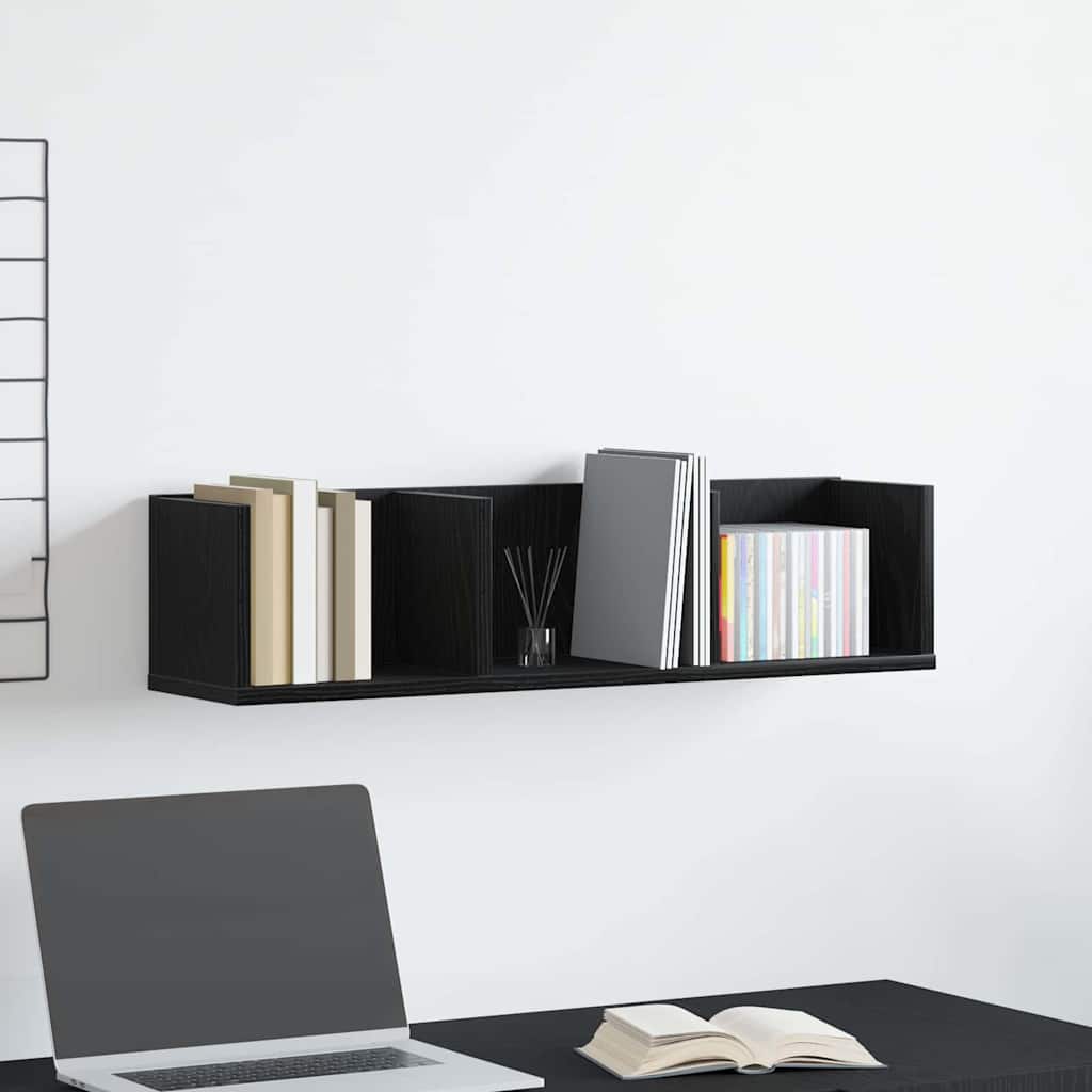 CD Wall Shelf - Black Oak, 75x18x18 cm, Made of Engineered Wood - Sid & Sam