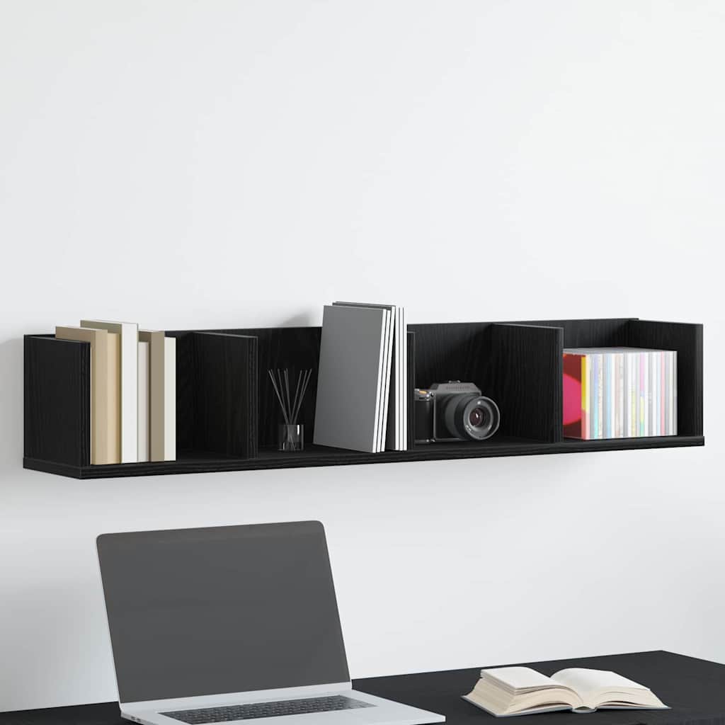 CD Wall Shelf Black Oak 100x18x18 cm Engineered Wood - Casper Homes