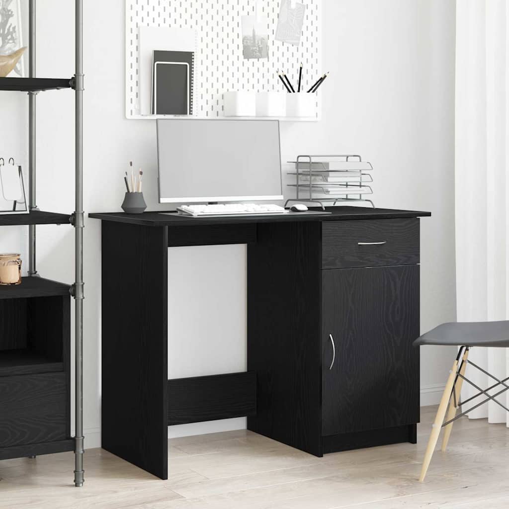 Desk Black Oak Engineered Wood 100x50x76 cm Durable - Brittle & Co