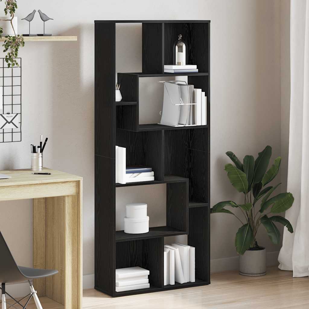 Bookcase Black Oak 67x24x161 cm Engineered Wood - R and M Furniture
