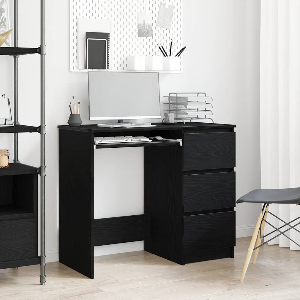 Desk Black Oak 90x45x76 cm Engineered Wood - Direct Imports