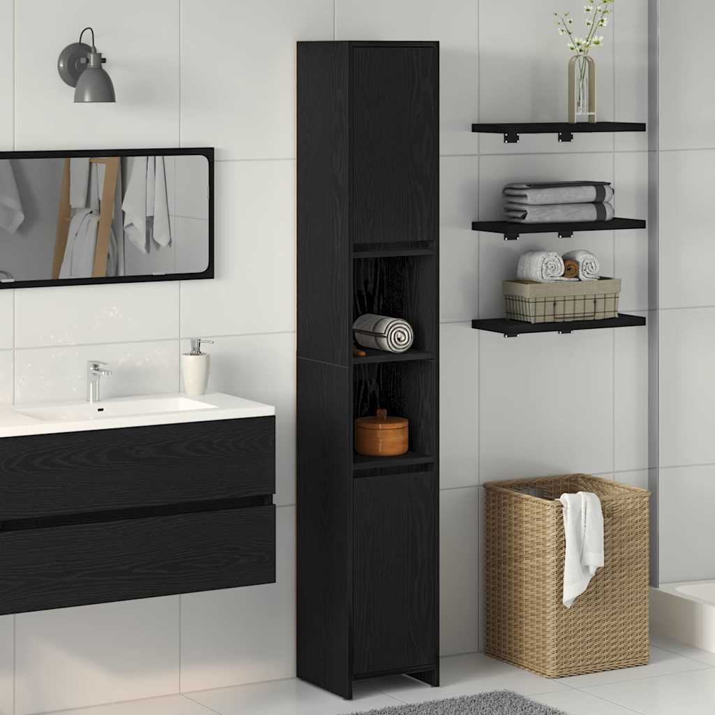 Bathroom Cabinet Black Oak 30x30x183,5 cm Engineered wood - Merkel Designers
