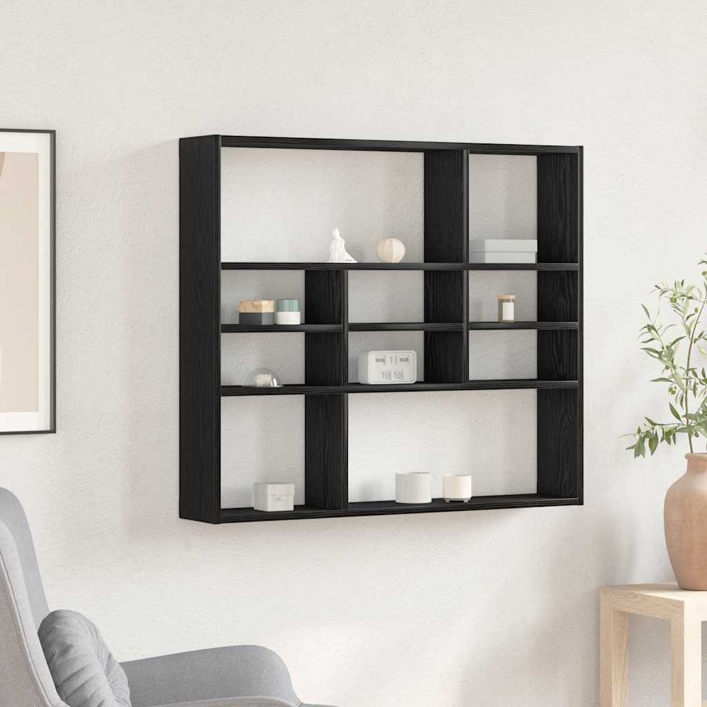 Wall Shelf Black Oak 90x16x78 cm Engineered Wood - Sid & Sam
