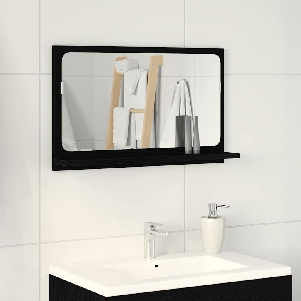 Bathroom Mirror in Black Oak, 60x10.5x37 cm, Made of Engineered Wood - Brittle & Co