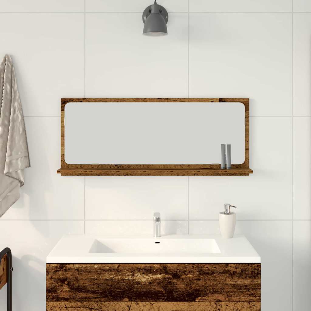 Bathroom Mirror Old Wood 90x10.5x37 cm Engineered Wood - Casper Homes
