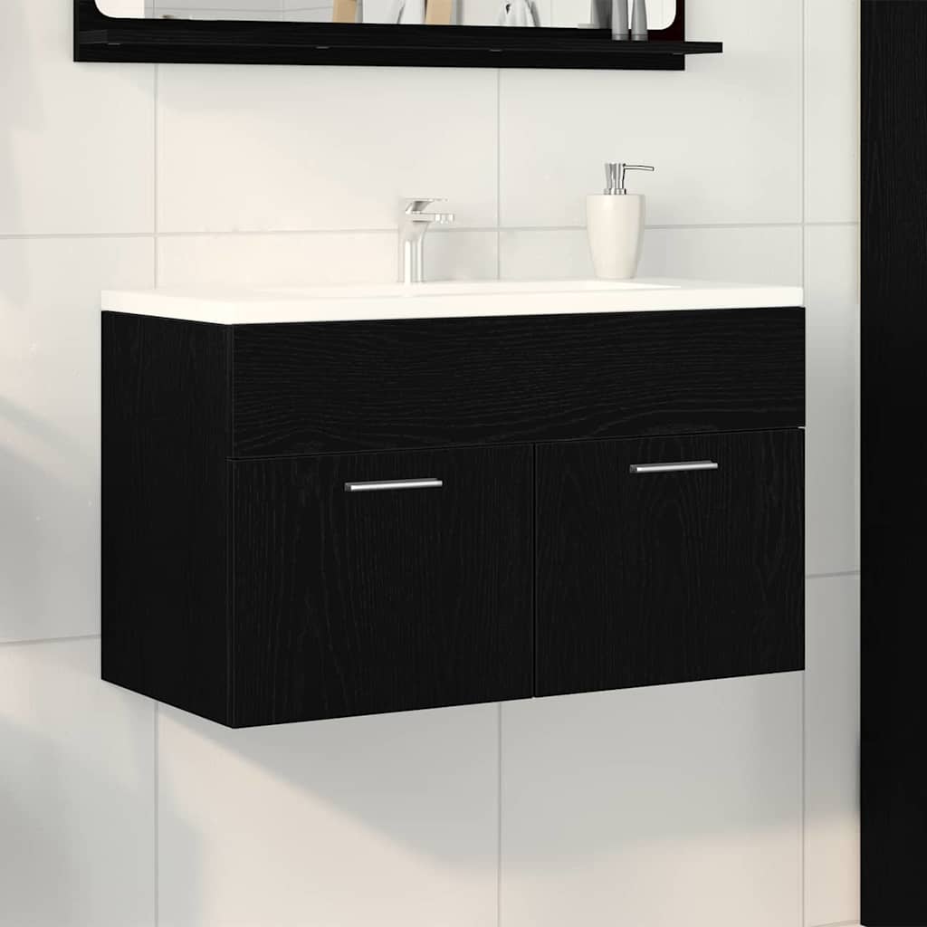 Bathroom Sink Cabinet Black Oak 90x38,5x46 cm Engineered Wood - Sid & Sam