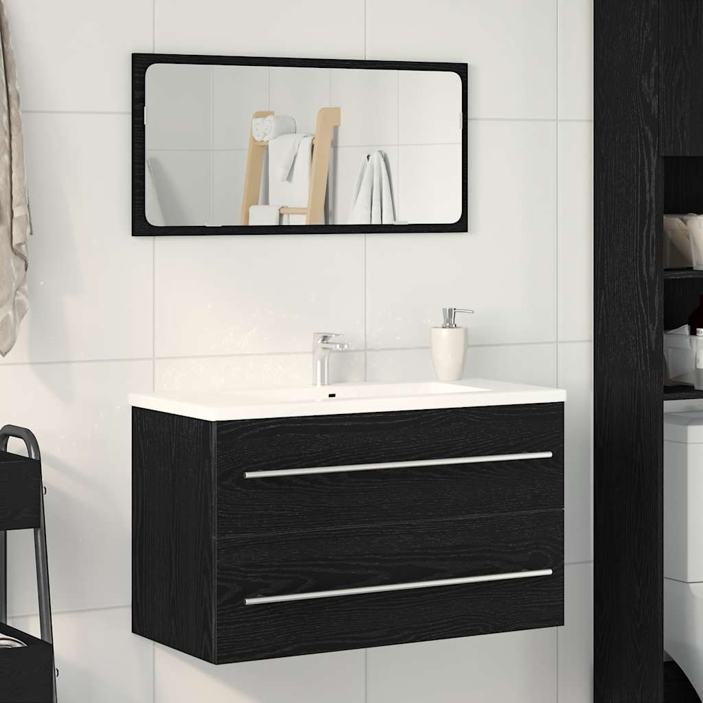 Bathroom Sink Cabinet Black Oak 80x38.5x48 cm Engineered Wood - Sid & Sam