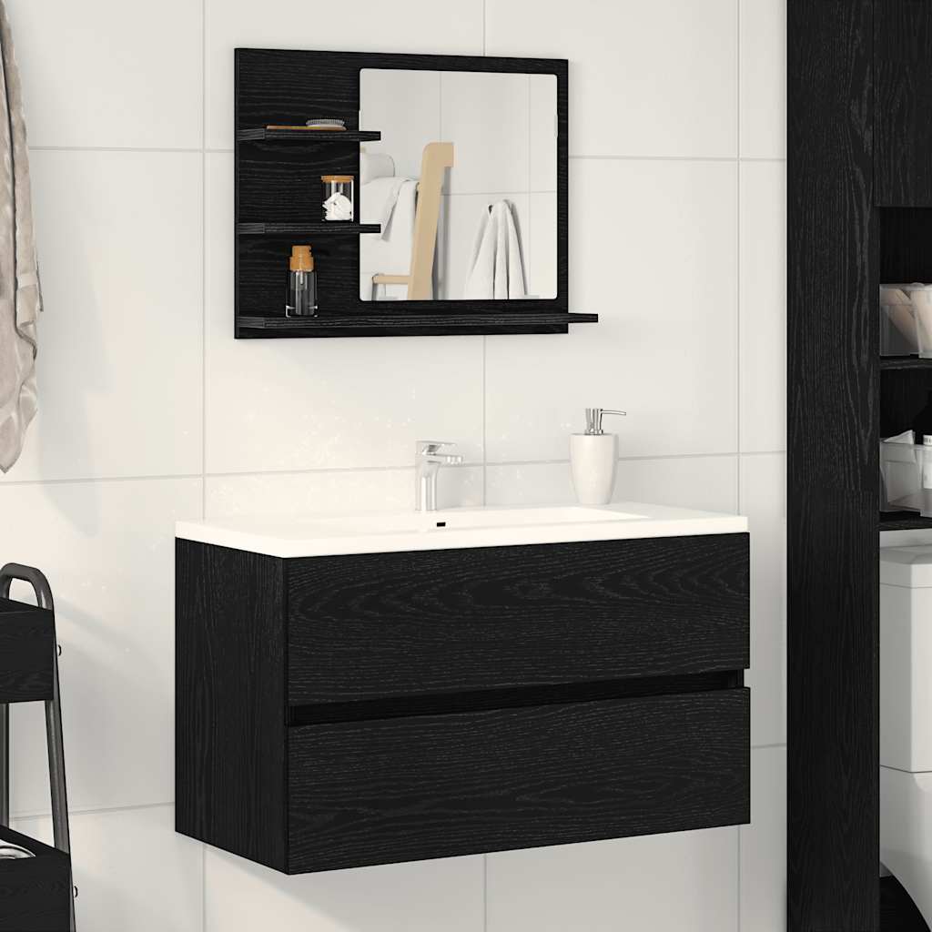 Bathroom Mirror Black Oak 60x10.5x45 cm Engineered Wood - Style and Chic