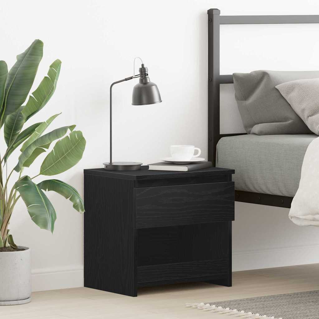 Black Oak Nightstand 40x30x39 cm Made from Engineered Wood - Millennium Furniture