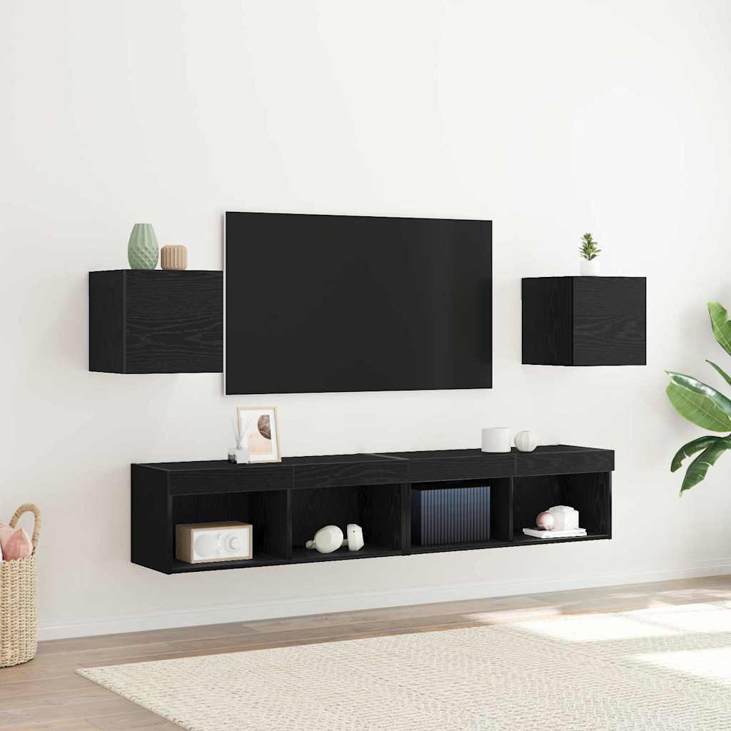 Wall Mounted TV Cabinets 2 pcs Black Oak 30.5x30x30 cm - All Things Good