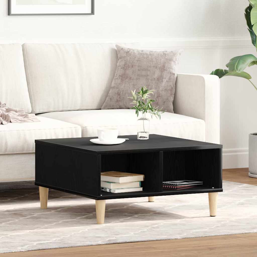 Black Oak Coffee Table - 60x60x30 cm, Made of Engineered Wood - Sid & Sam