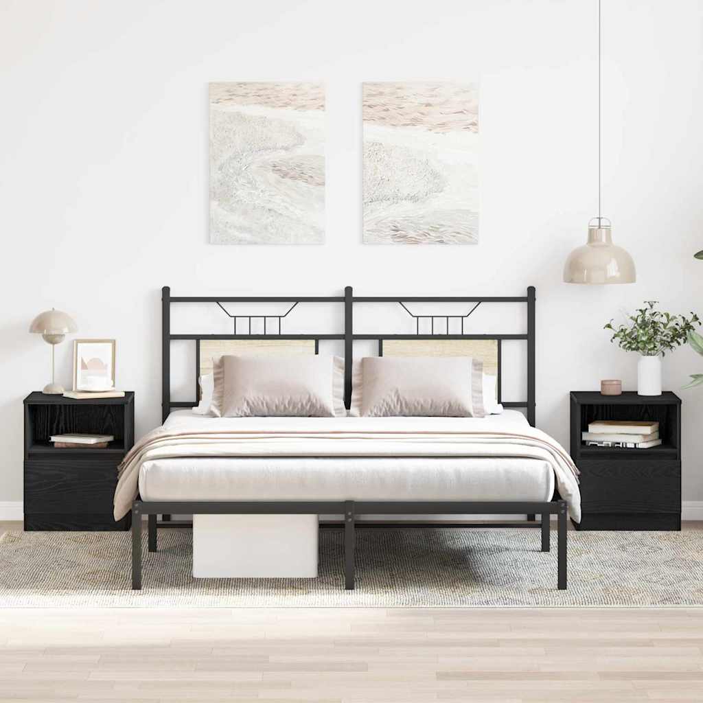 Nightstands 2-Pack Black Oak 40x40x50 cm Made of Engineered Wood - Unbeatable Bargains