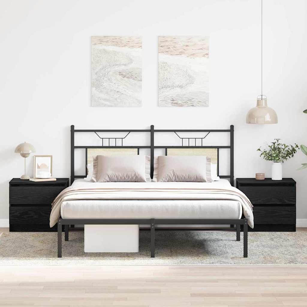 Nightstands 2 pack Black Oak 50x40x43.5 cm Made from Engineered Wood - Decor Base