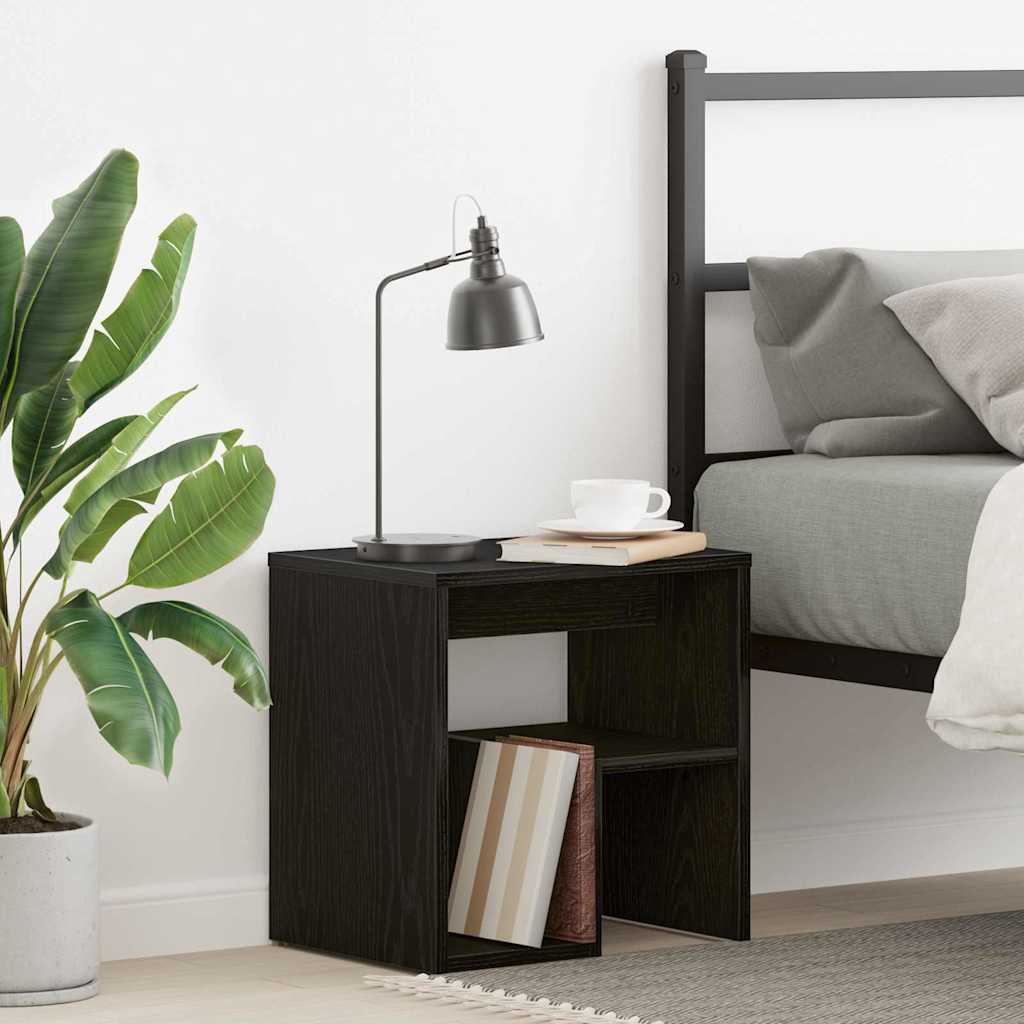 Nightstand Black Oak 40x30x40 cm Made of Engineered Wood - Direct Imports