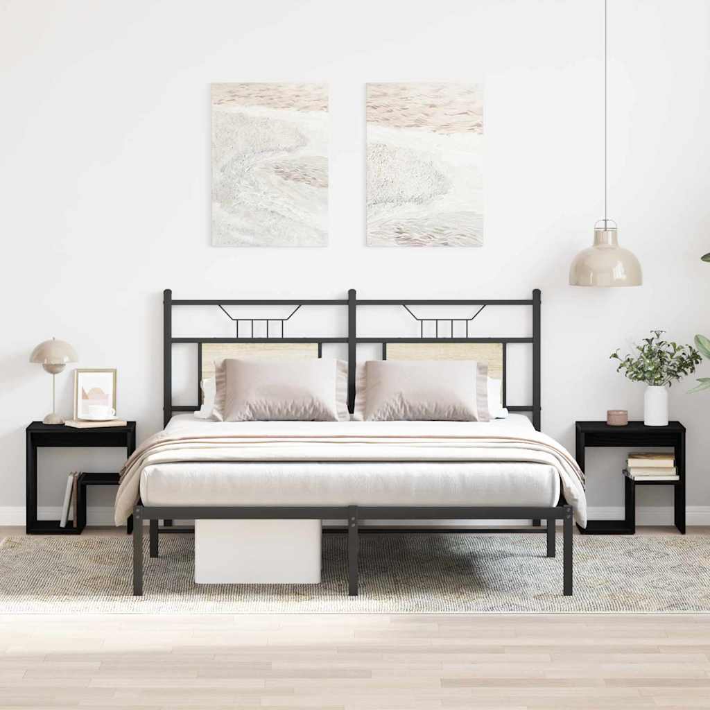 Bedside Tables Set of 2 Black Oak Engineered wood 40x30x40 - Millennium Furniture