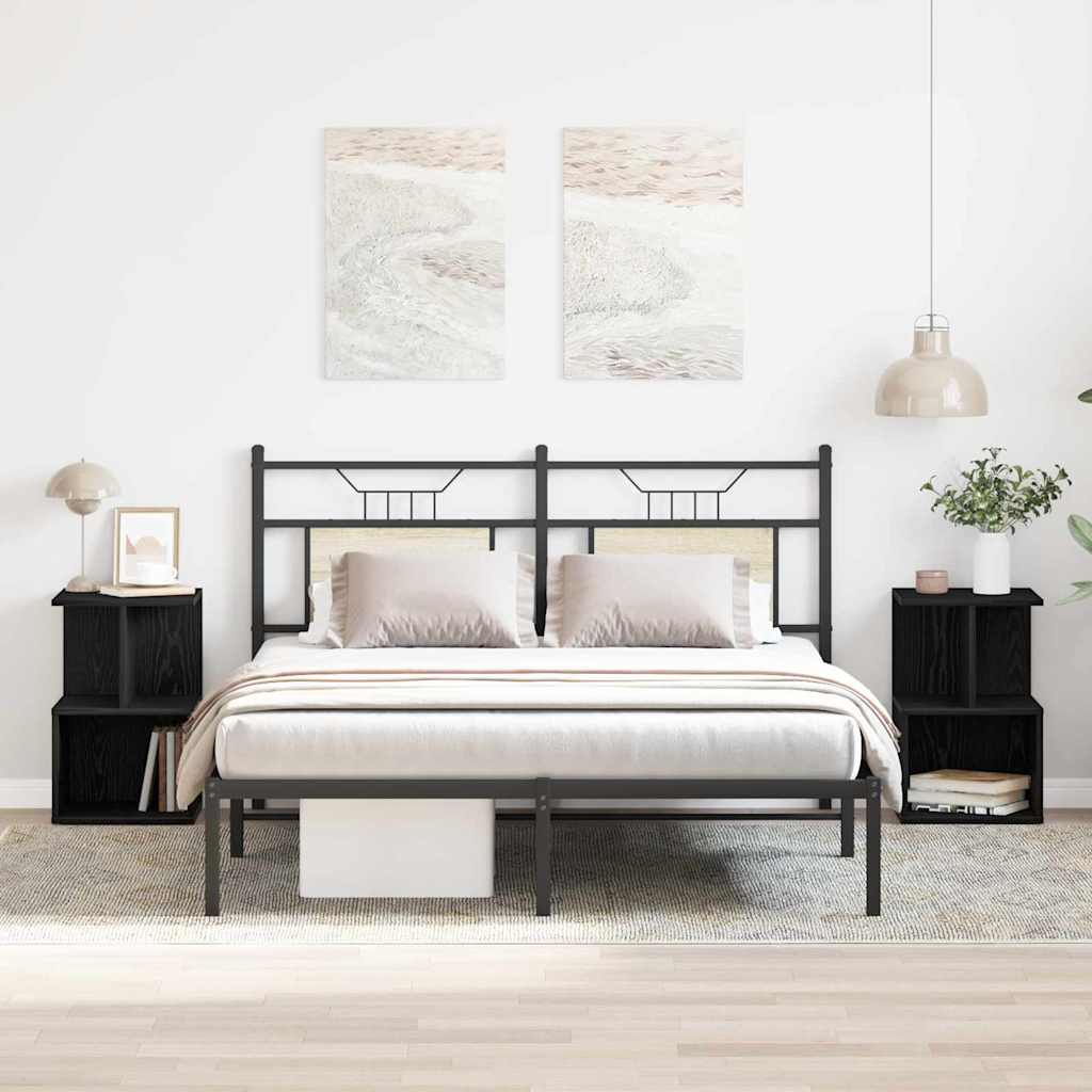 Nightstands 2 pcs Black Oak 35x35x55 cm Engineered Wood - Decor Base