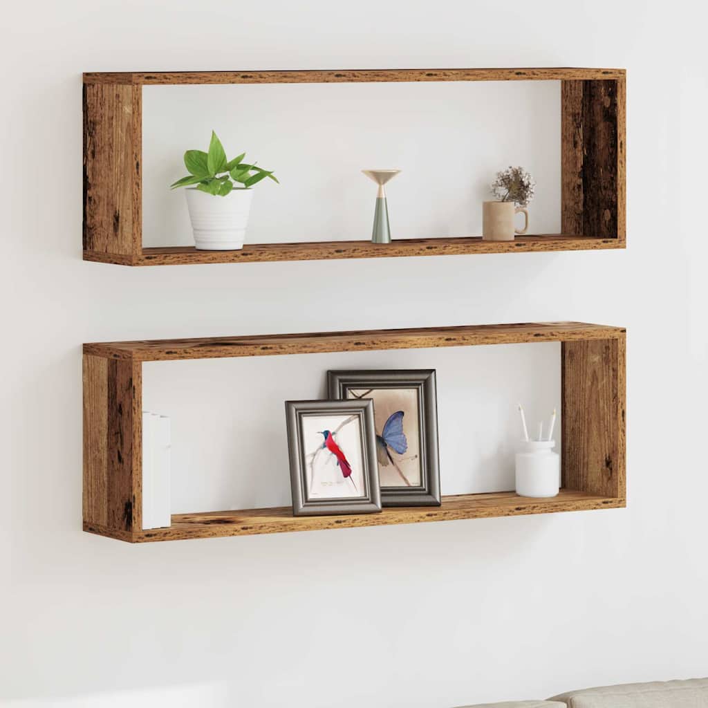 Wall Shelves 2 pcs Old Wood 80x15x26 cm Engineered Wood - All Things Good