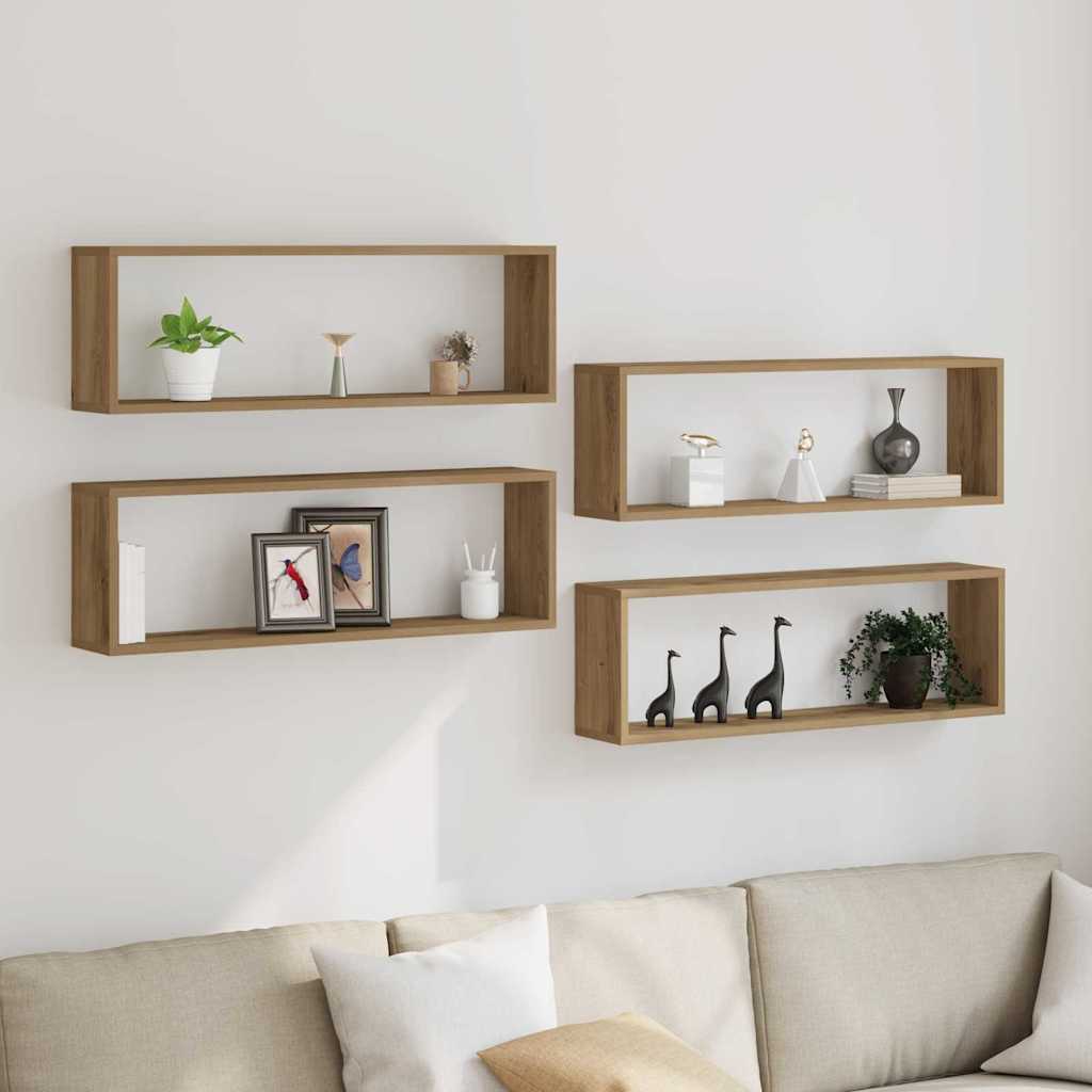 Wall Shelf Set of 4 Artisan oak Engineered wood 80 x 15 x 26 cm - Style and Chic