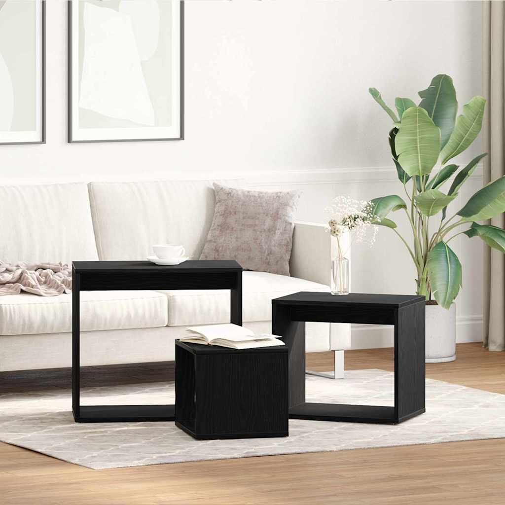Nesting Tables Set of 3 - Black Oak Engineered Wood - Discount Dealers