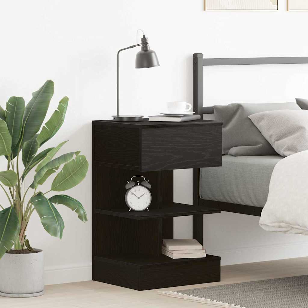 Bedside Cabinet Black Oak 40x35x65 cm Engineered Wood - Sid & Sam