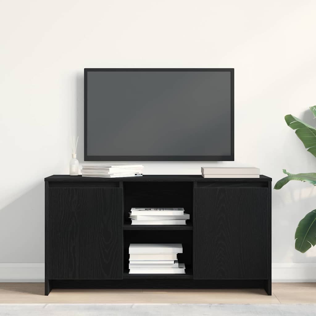 TV Stand in Black Oak - 102 x 37.5 x 52.5 cm, Made of Engineered Wood - Merkel Designers