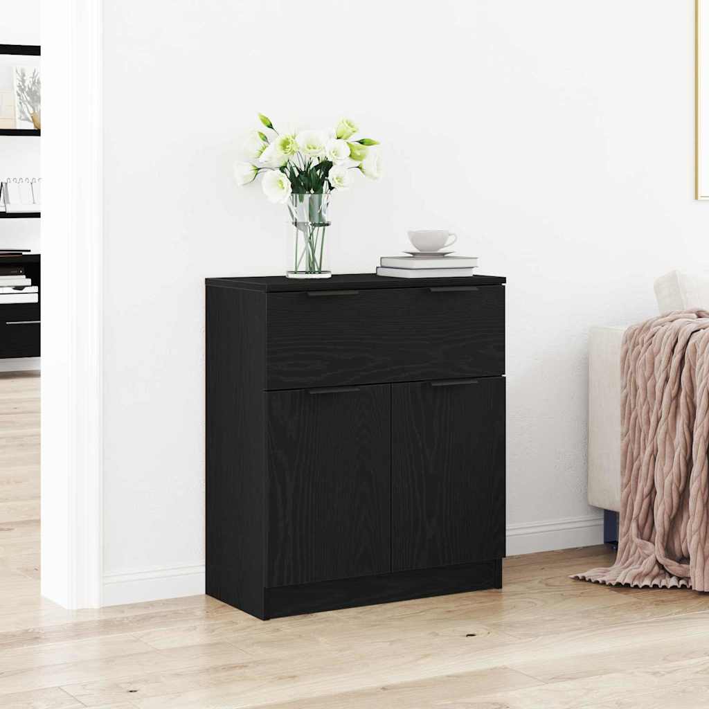 Black Oak Sideboard 60x30x70 cm Engineered Wood - Decor Base