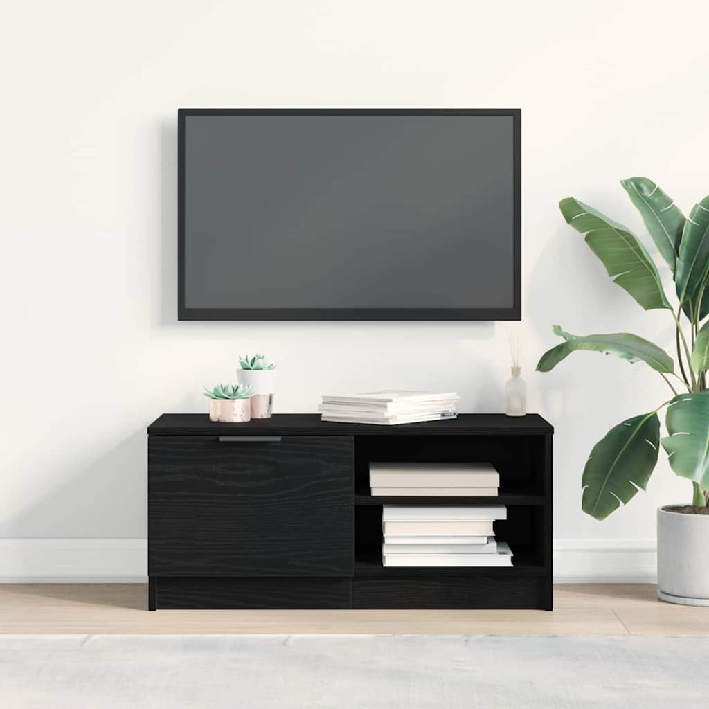 TV Cabinet Black Oak 80x35x36,5 cm Engineered Wood - Design Hut