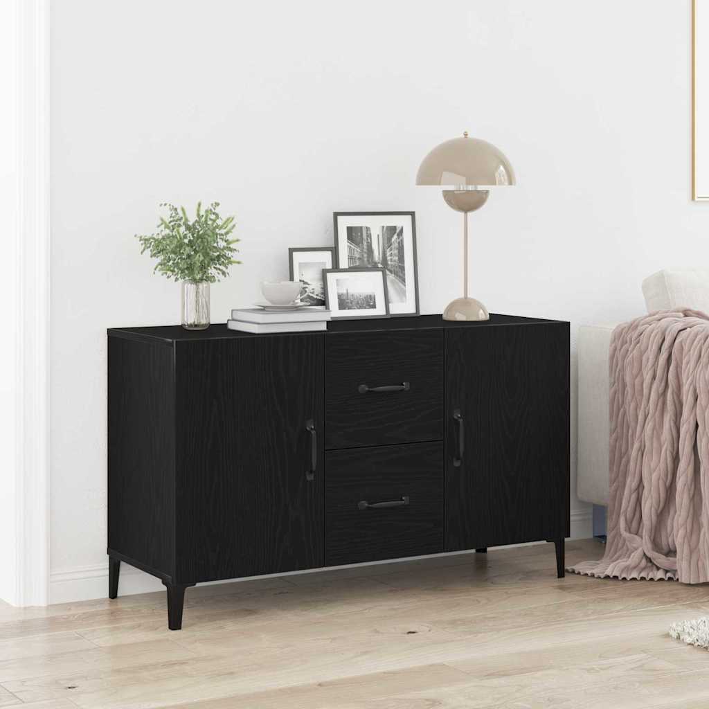 Black Oak Sideboard - 100 x 36 x 60 cm - Made of Engineered Wood - Sid & Sam