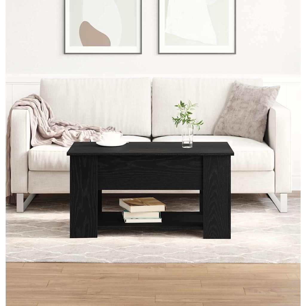 Black Oak Coffee Table 79x49x41 cm Made of Engineered Wood - Unbeatable Bargains