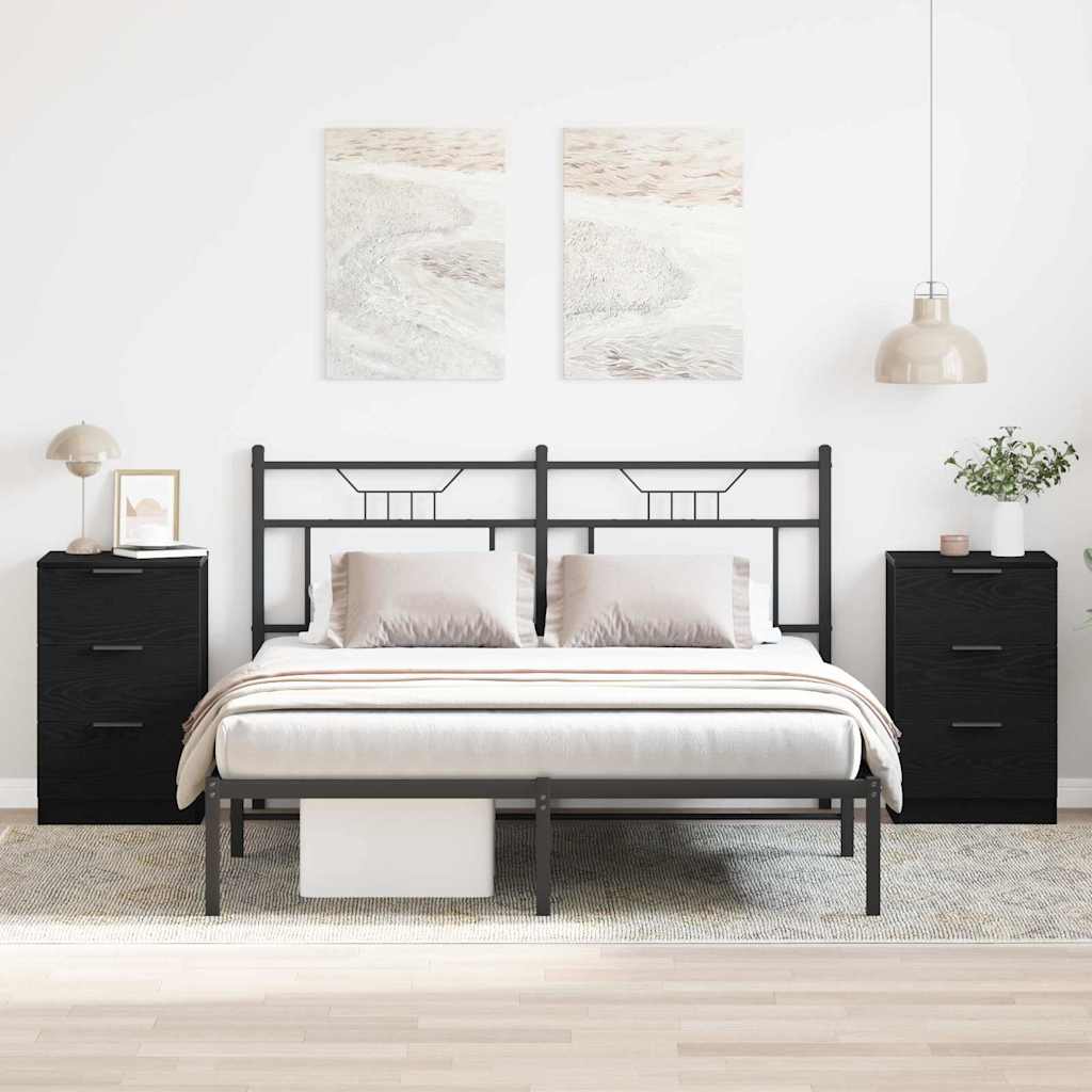 Nightstands 2 pack Black Oak 40x65x65 cm Made of Engineered Wood - Merkel Designers