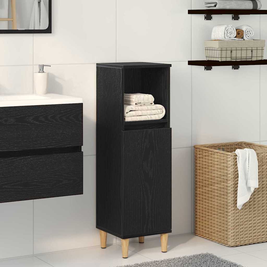Bathroom Cabinet Black Oak 30x30x100 cm Engineered Wood - Sid & Sam