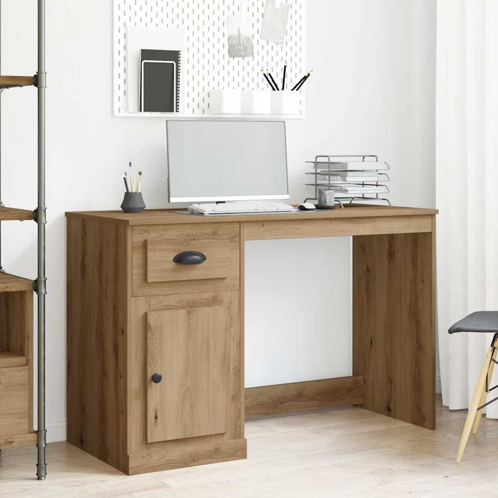Desk with Storage Artisan Oak 50x115x75 cm Engineered Wood - Decor Base