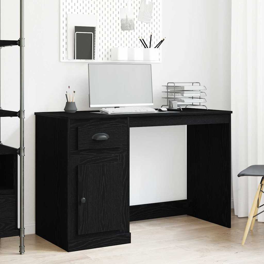 Desk with Storage Black Oak 50x115x75 cm Engineered Wood - Charlotte Dunes