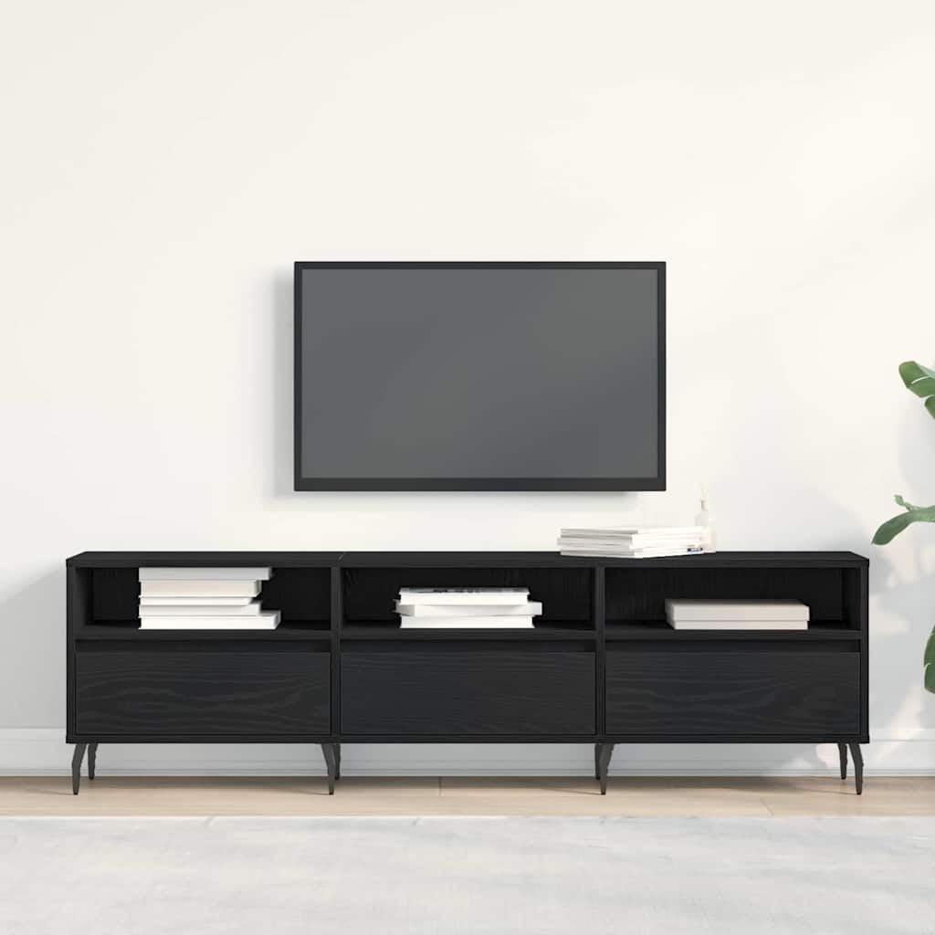 TV Cabinet Black Oak 150x30x44,5 cm Engineered Wood - Style and Chic