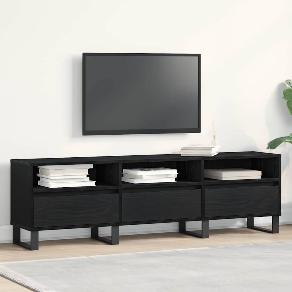 TV Cabinet Black Oak 150x30x44,5 cm Engineered Wood - Millennium Furniture