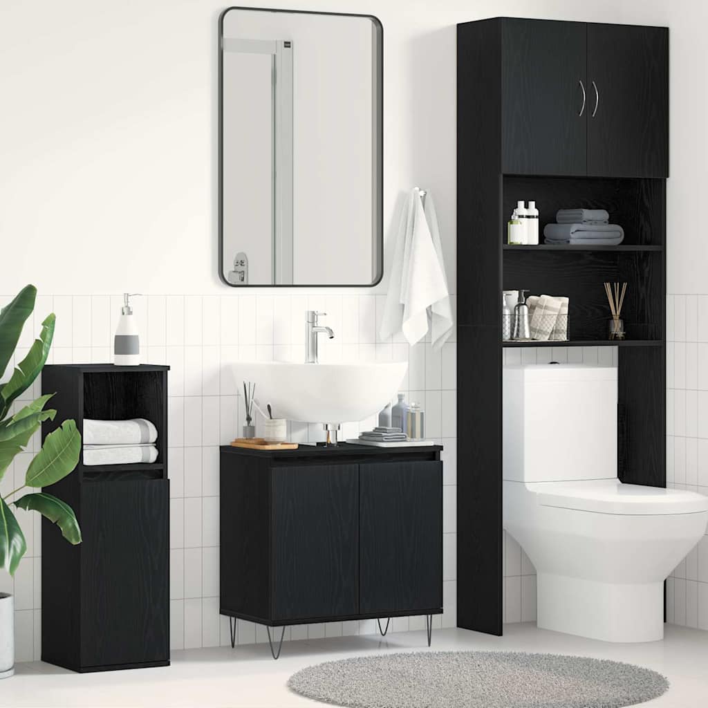Bathroom Sink Cabinet Black Oak 58x33x60 cm Engineered Wood - Tyrell & Tyrell