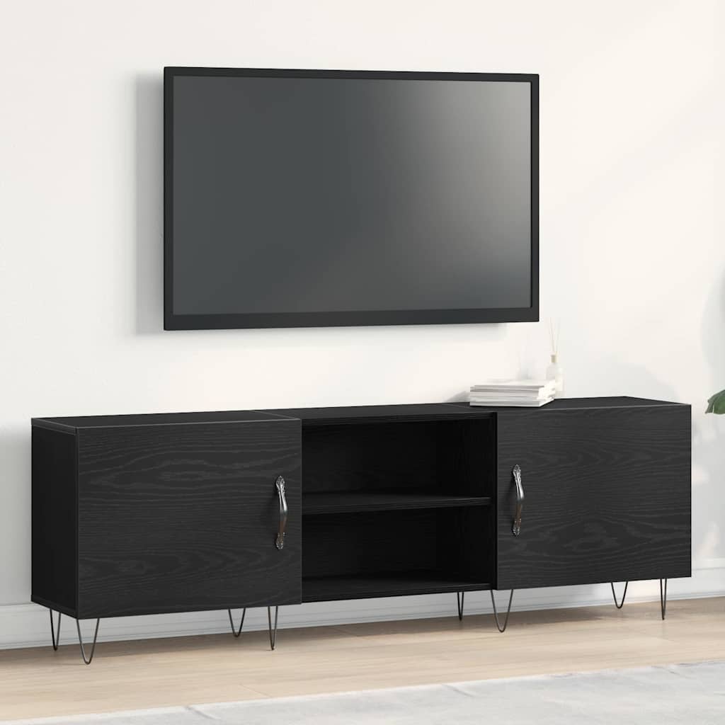 TV Cabinet Black Oak 150x30x50 cm Engineered Wood - Sid & Sam
