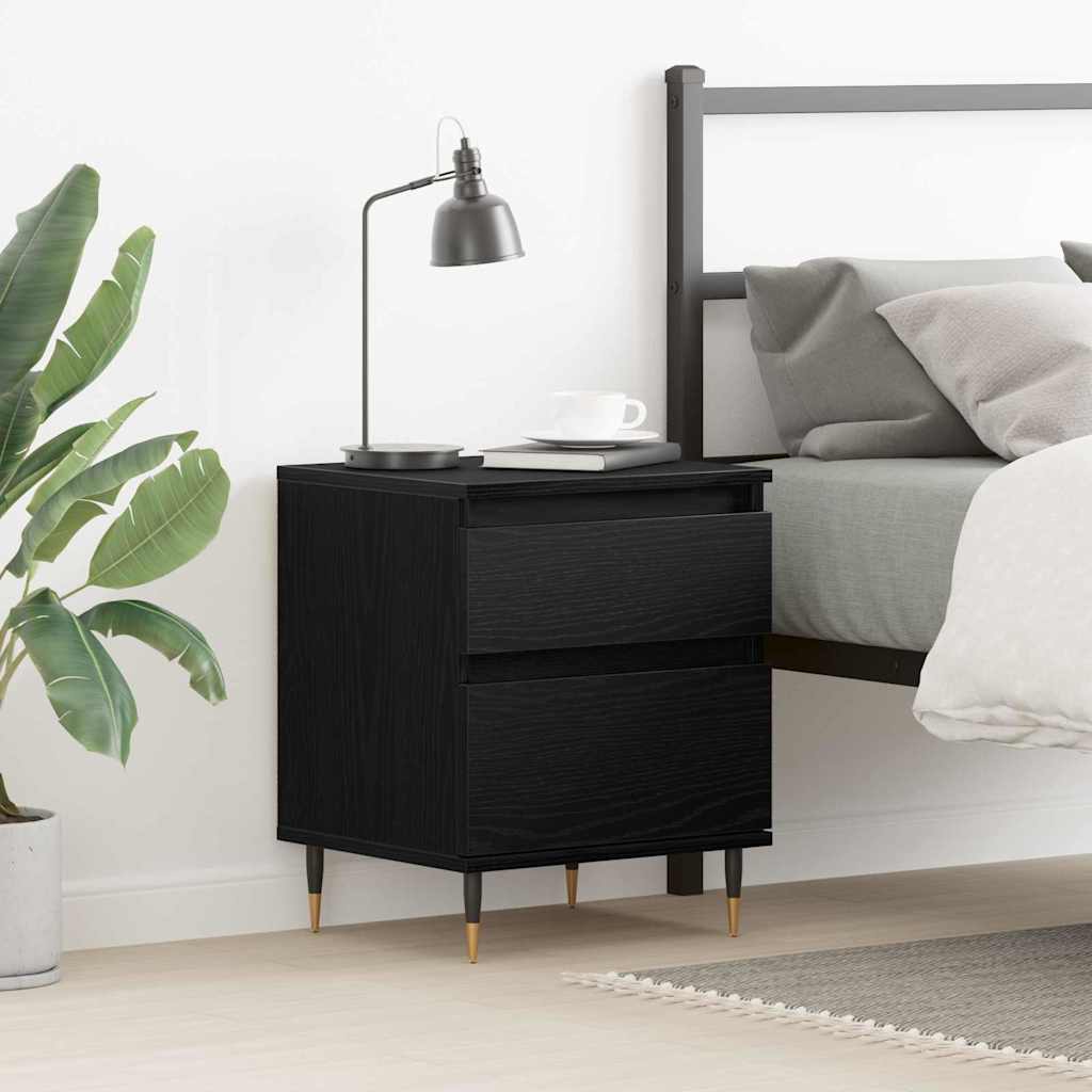 Bedside Cabinet Black Oak 40x35x50 cm Engineered Wood - Sid & Sam