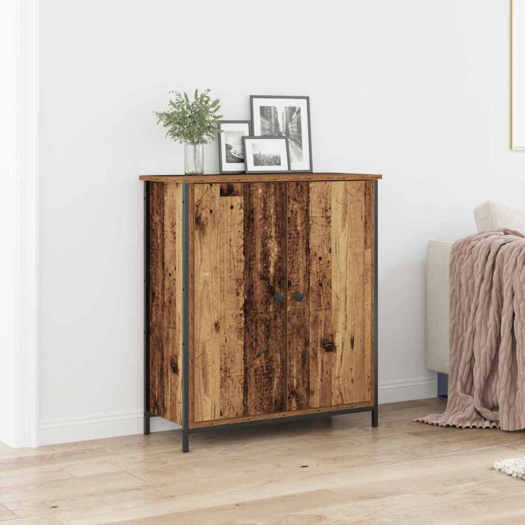 Sideboard Old Wood 70x30x80 cm Engineered Wood and Steel - Discount Dealers