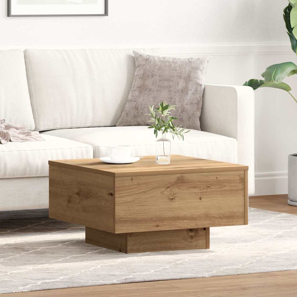 Couch Table Artisan Oak Solid Oak Wood 55 x 55 x 31 cm Durable - Decor Base