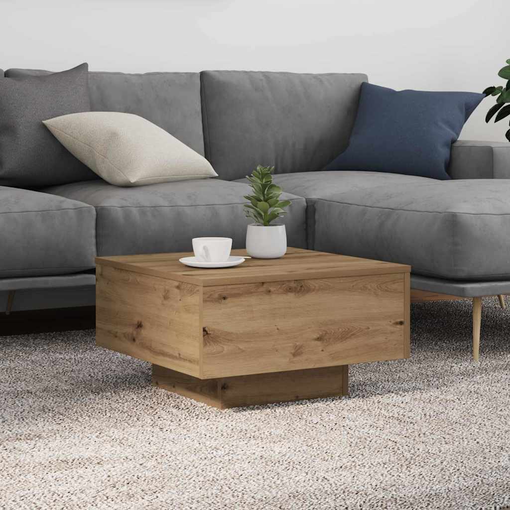 Coffee Table with LED Lights Artisan Oak 55x55x31 cm - Tyrell & Tyrell
